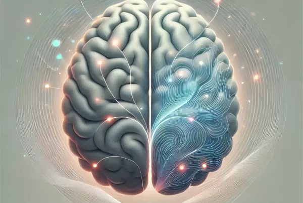 A visually striking digital representation of the human brain, depicting the effects of cannabis with neural activity and artistic enhancement.