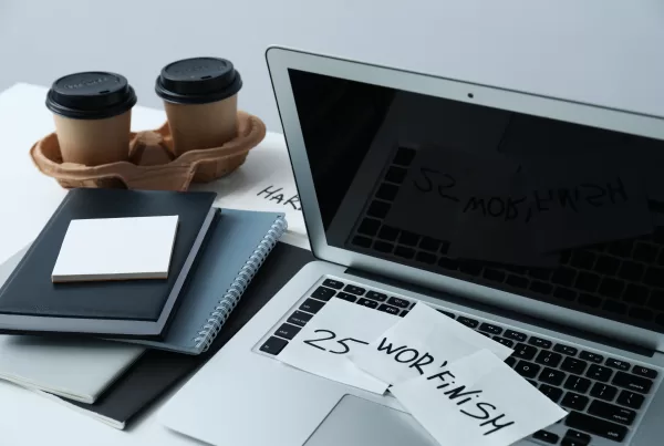 Messy office workplace, workplace and workspace concept