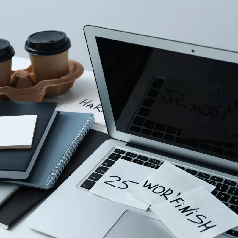 Messy office workplace, workplace and workspace concept